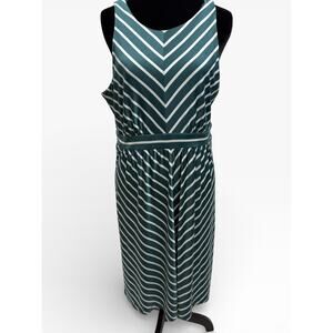 Ann Taylor LOFT Women's Size M Teal Blue & White Striped Sleeveless Dress